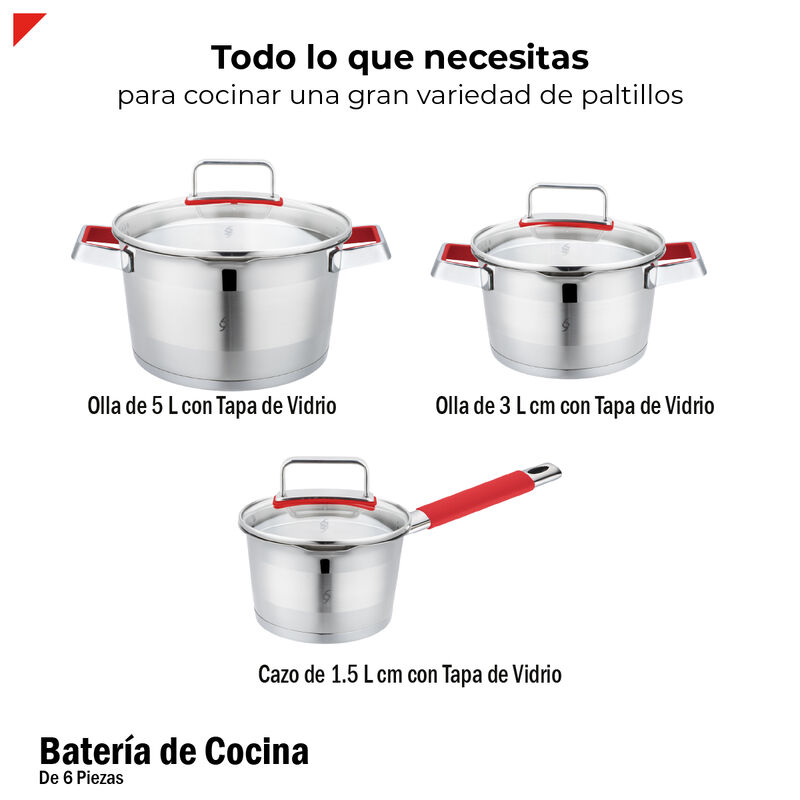 Bogner Batería De Cocina Acero Inoxidable 6 Pie... image number null