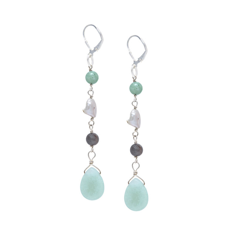 Aretes Largos Terra Con Labradorita, &Aacute;gata Verd... image number null