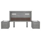 Recámara Ontario 3 Piezas | Cabecera y 2 Buros | Con Luz  de Noche Color Gris