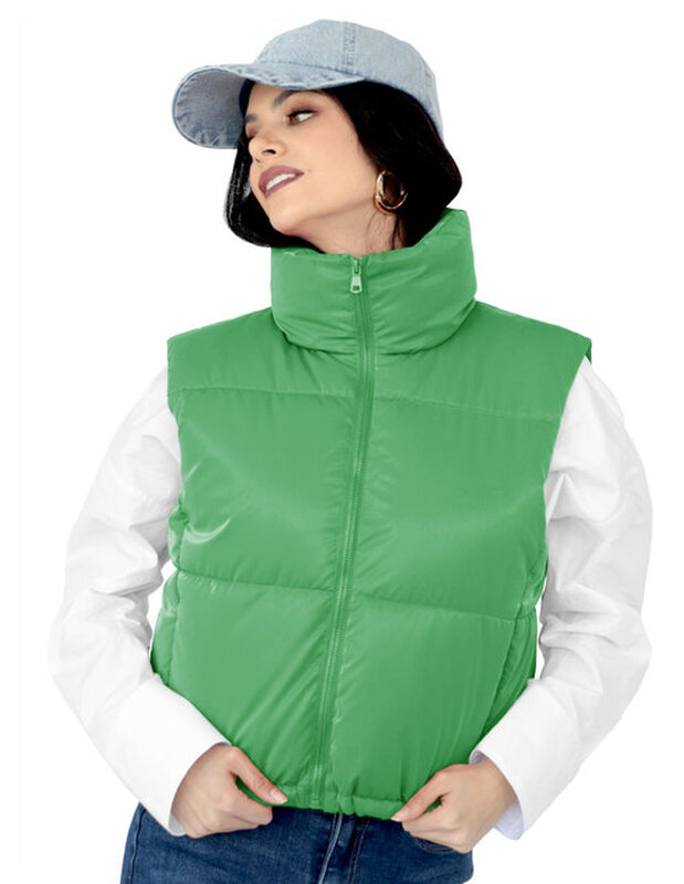 Chaleco Corto Brilloso Mujer Verde Roosevelt A2... image number null