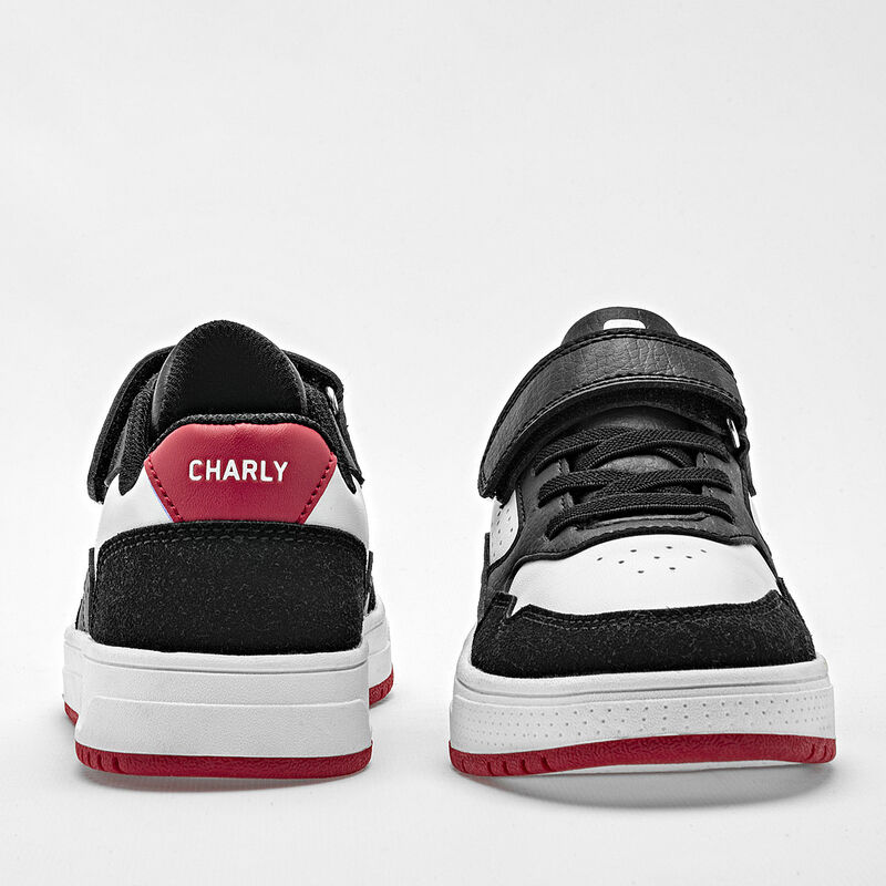 Charly Tenis urbano para ni&ntilde;o negro blanco, agu... image number null