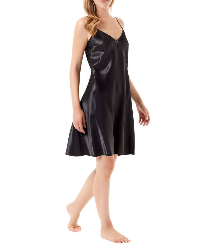 Camis&oacute;n de Raso con Tirantes Negro image number null