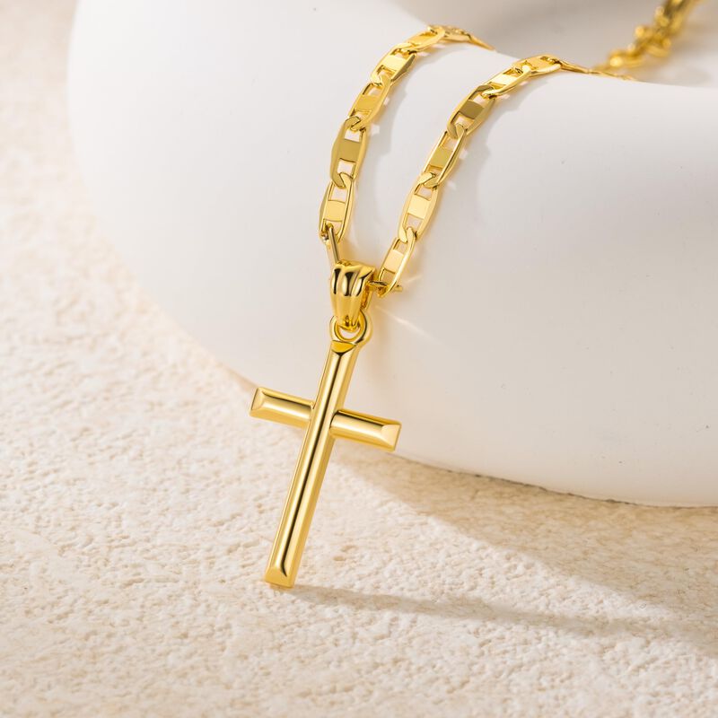 Collar Jade Kos Cross De Oro De 14 Quilates Par... image number null