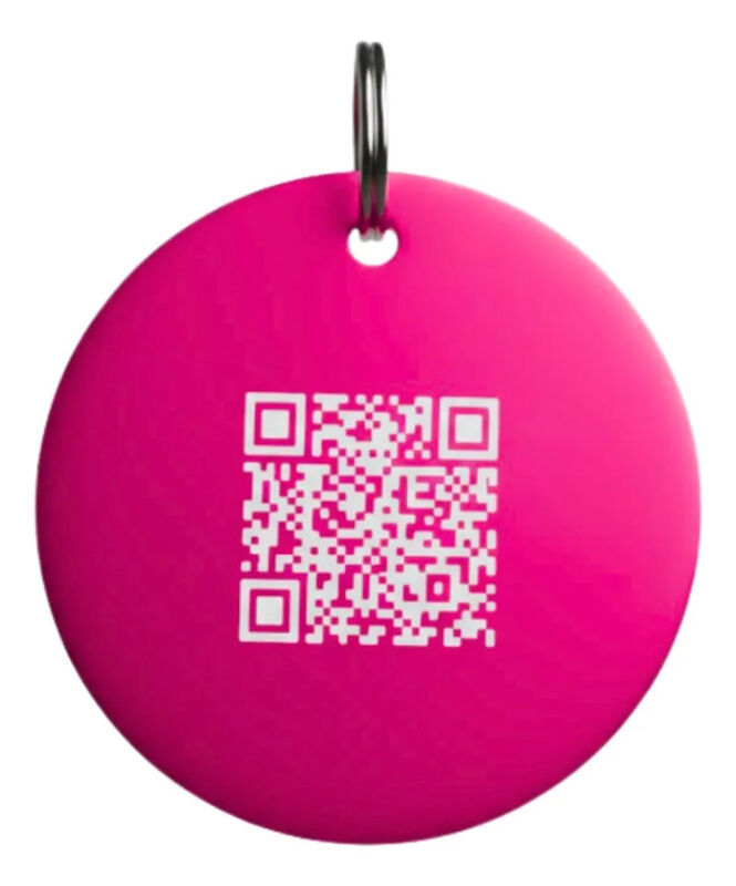 Placa Mascota Qriosa C&iacute;rculo Chico Fushia image number null