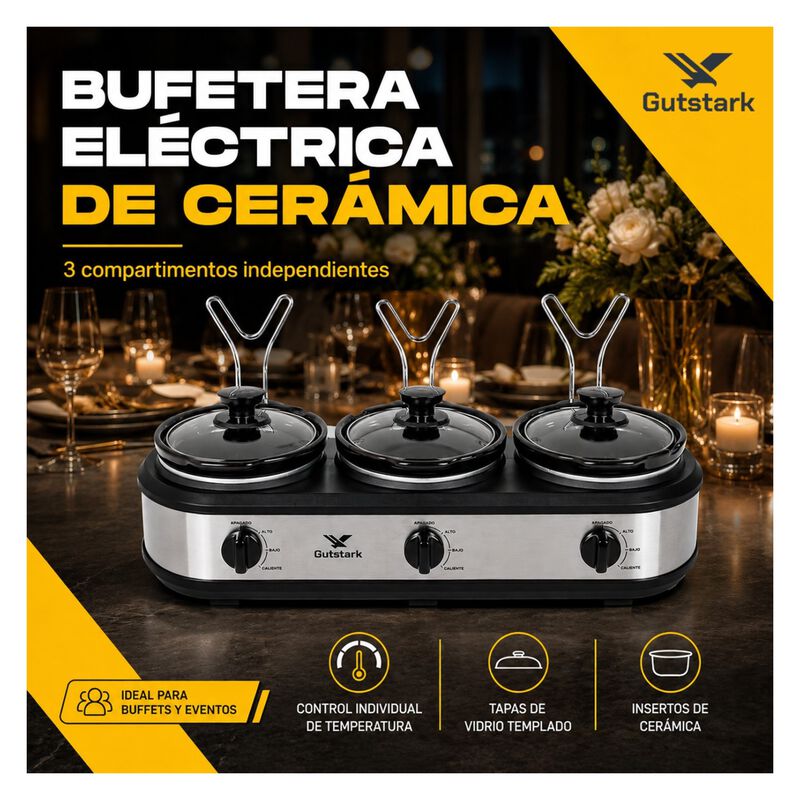 Bufetera Electrica 3 Insertos 1l Slow Cook Tapa... image number null
