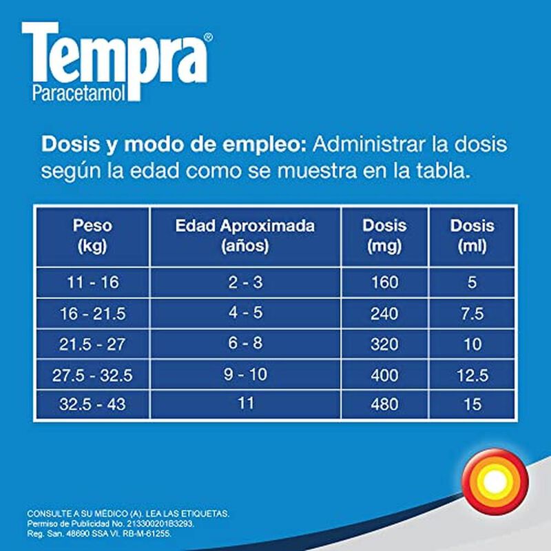 Tempra Jarabe Infantil Fiebre Y Dolor Sabor Fre... image number null