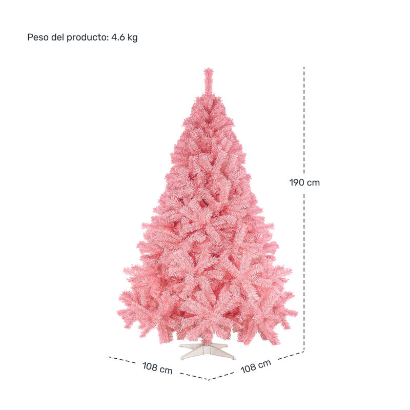 &Aacute;rbol De Navidad Rosa 1.9 Metros 900 Ramas Arbo... image number null