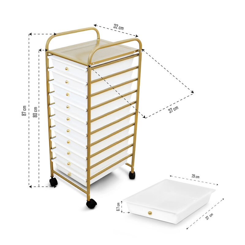 Carrito Organizador Multiusos  Blanco / Dorado ... image number null