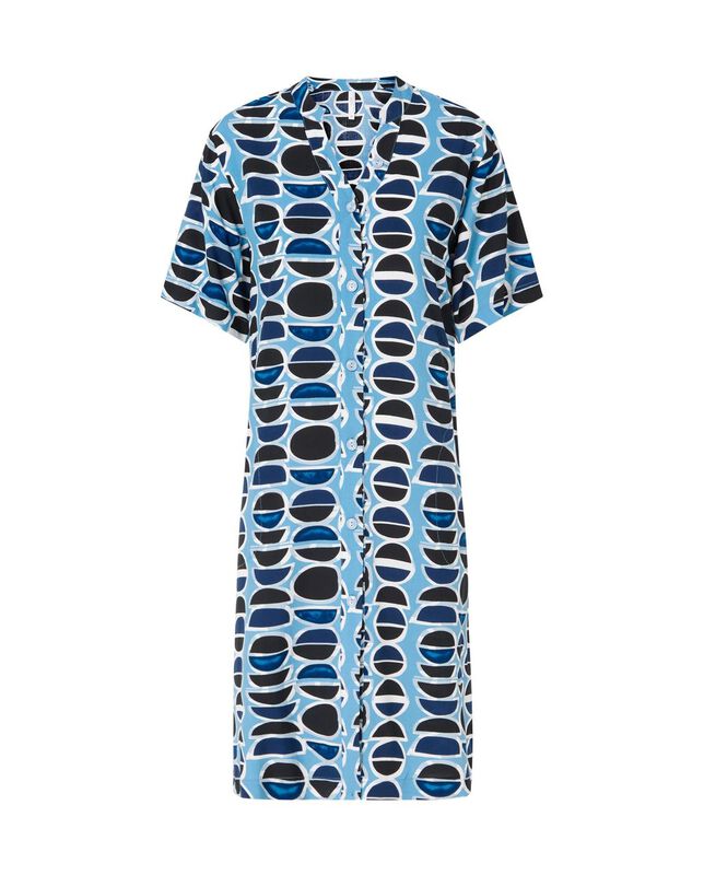 Vestido de Viscosa Abierto Azul image number null