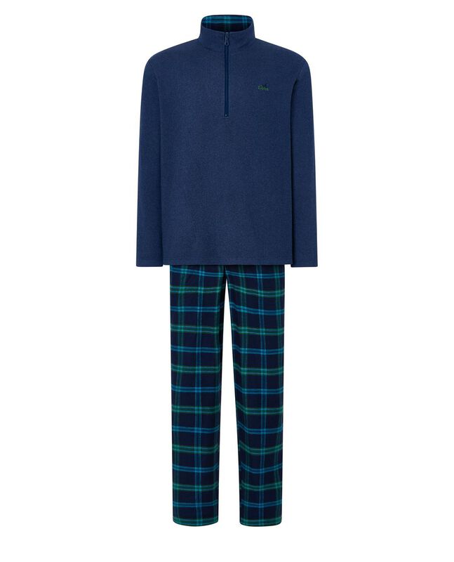 Pijama Mixto a Cuadros Azul image number null