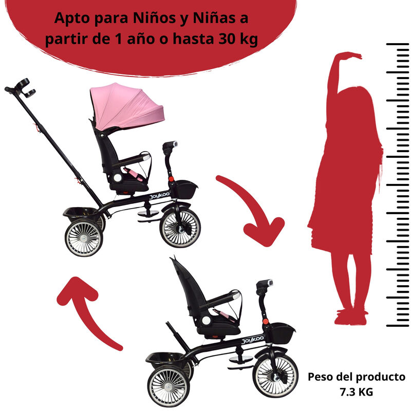 Triciclo para Ni&ntilde;os Asiento Giratorio Reclinabl... image number null