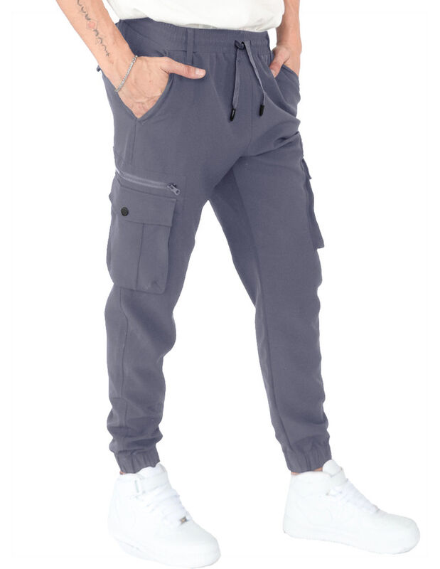 Pantalon Hombre Cintura Ajustable Gris Medio Ro... image number null