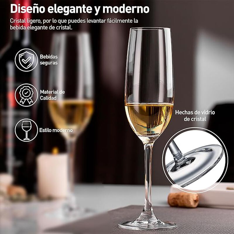 Set de 4 Copas Champagne 185 ml Bluelander image number null