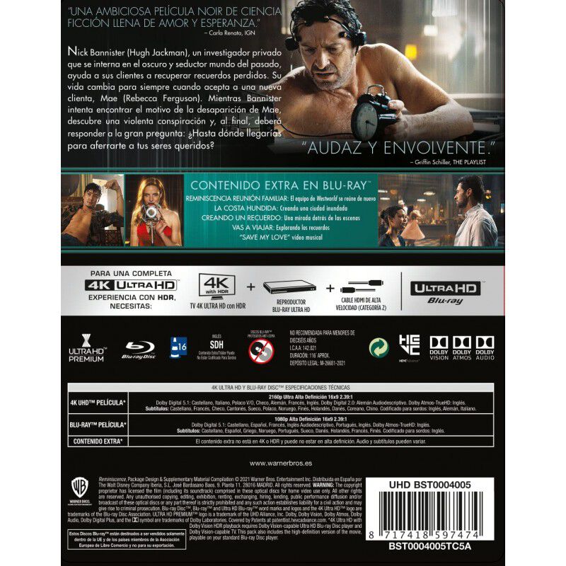 Reminiscencia - Steelbook 4k Uhd + Blu-ray [blu... image number null