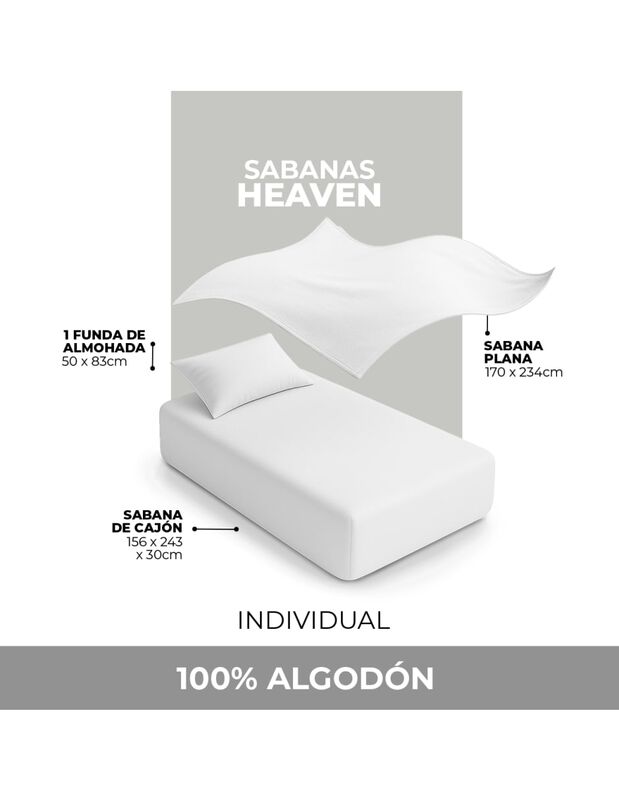 Set de S&aacute;banas Heaven Color Blanco - Liso, Ultr... image number null