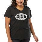 Camiseta De Talla Grande Cuello En V Word Art Para Mujer - Juan 3:16- Gris