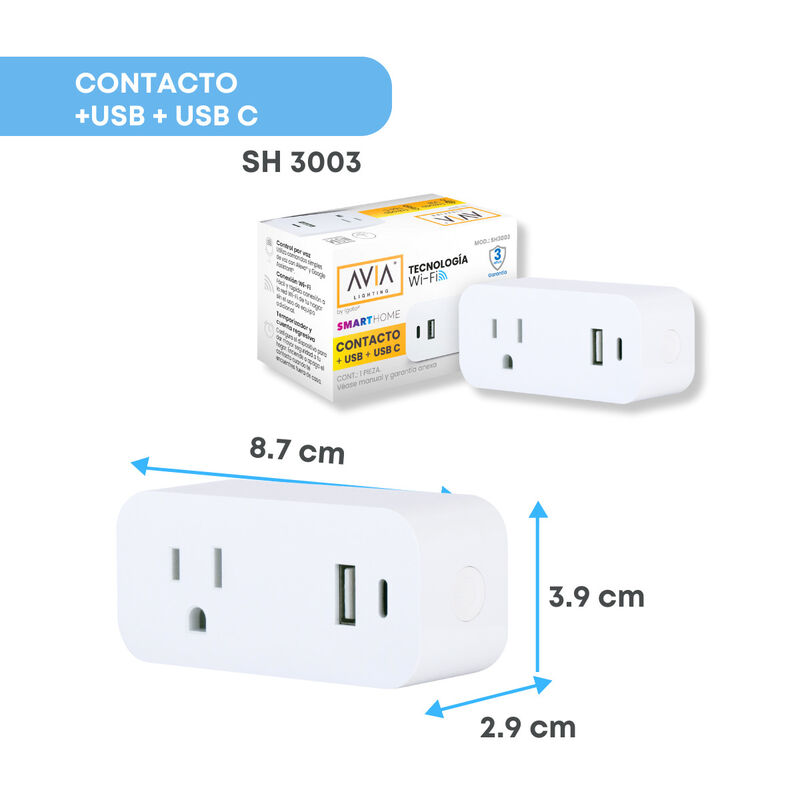 Pack 2 piezas Enchufe Inteligente + Usb C Smart... image number null