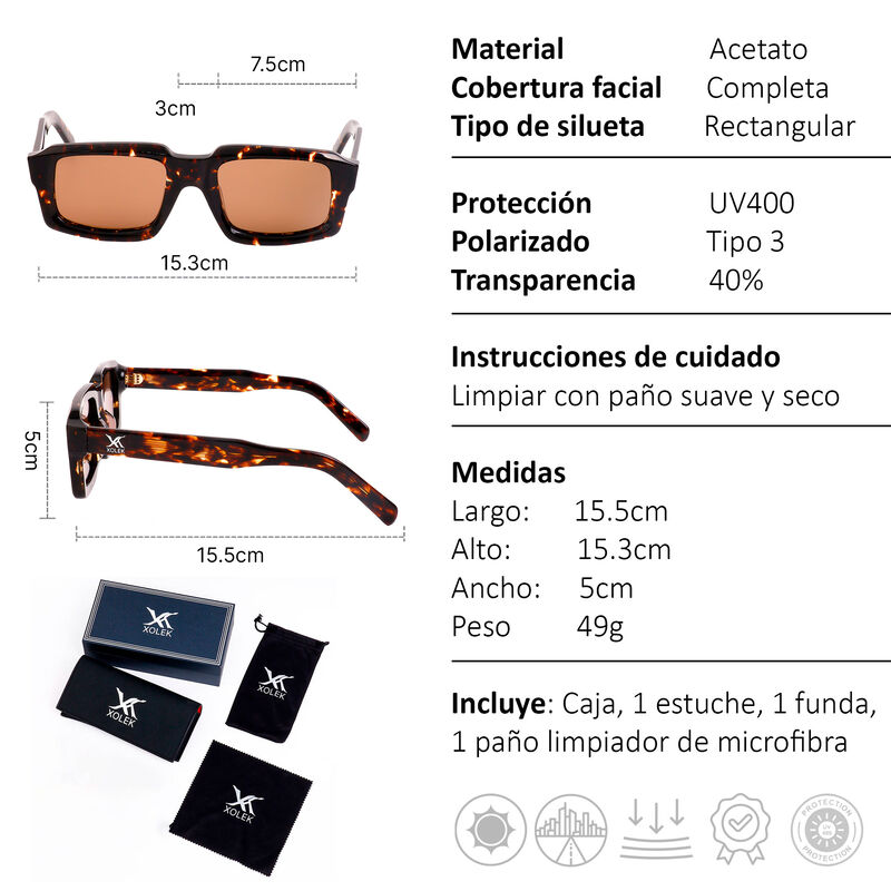 Lentes De Sol Xolek 102 Moda Acetato Animal Uv ... image number null