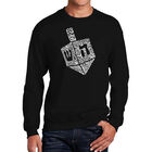Sudadera De Cuello Redondo Word Art Para Hombre - Hanukkah Dreidel - Negro