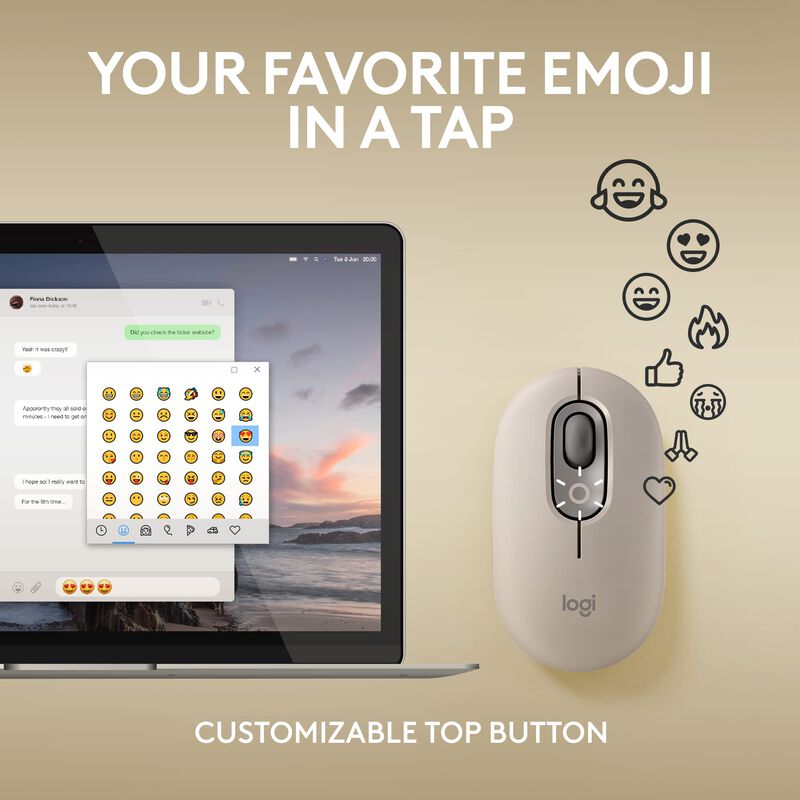 Rat&oacute;n Inal&aacute;mbrico Logitech Pop Con Emojis Perso... image number null