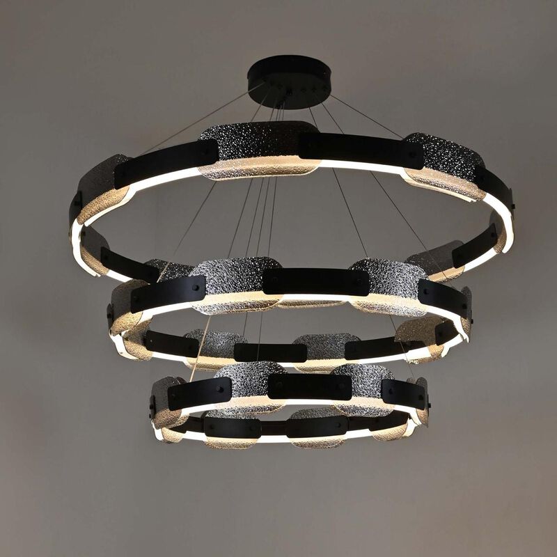 Candil Colgante Led 3 Aros Con Cristal image number null