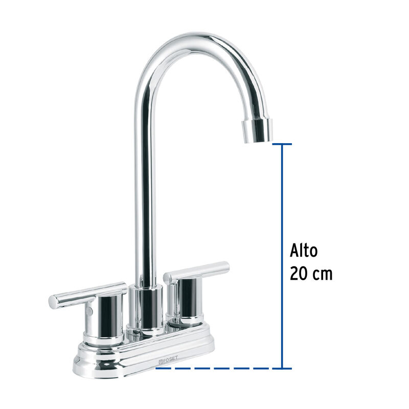 Mezcladora Cromo 4' para Lavabo Cuello Tipo Bar... image number null