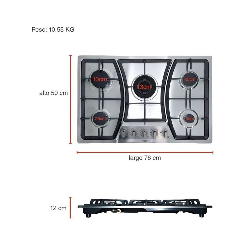 Parrilla Gas 5 Quemadores Acero Inoxidable Empo... image number null