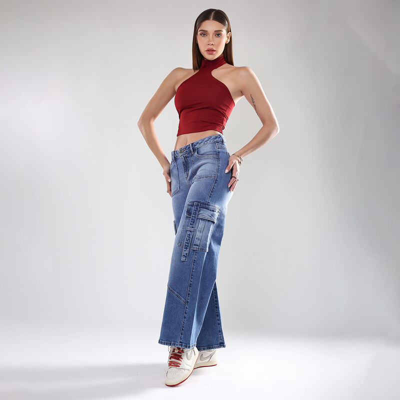 Jeans Wide Leg Tiro Medio Azul Medio Sb4595 Muj... image number null