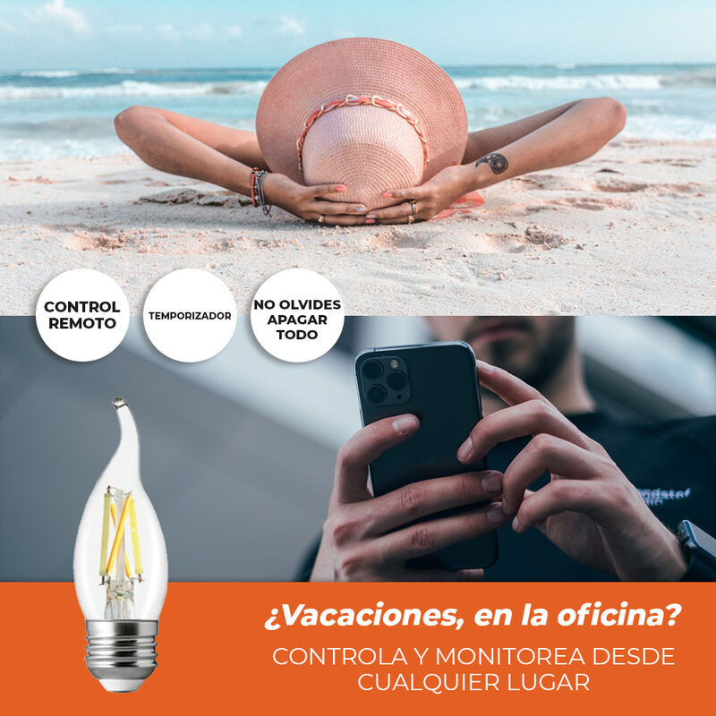 Foco Vela LED Inteligente Filamento C35T WiFi 5... image number null