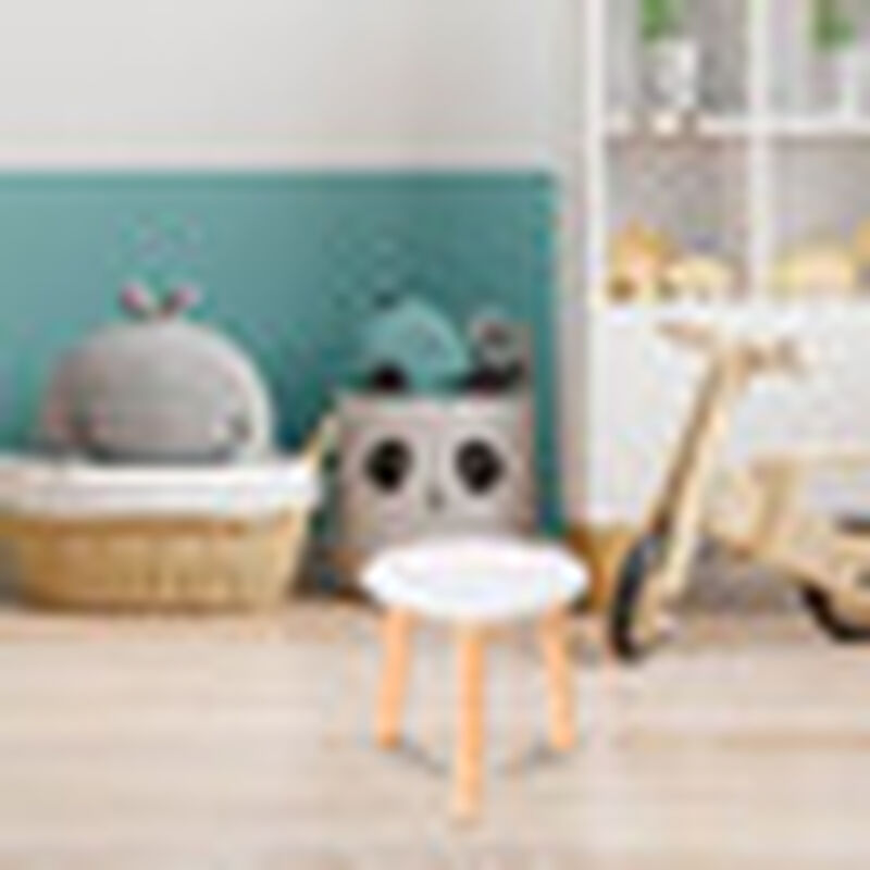 Banquito de Madera para Ni&ntilde;os- Redondo - Blanco image number null