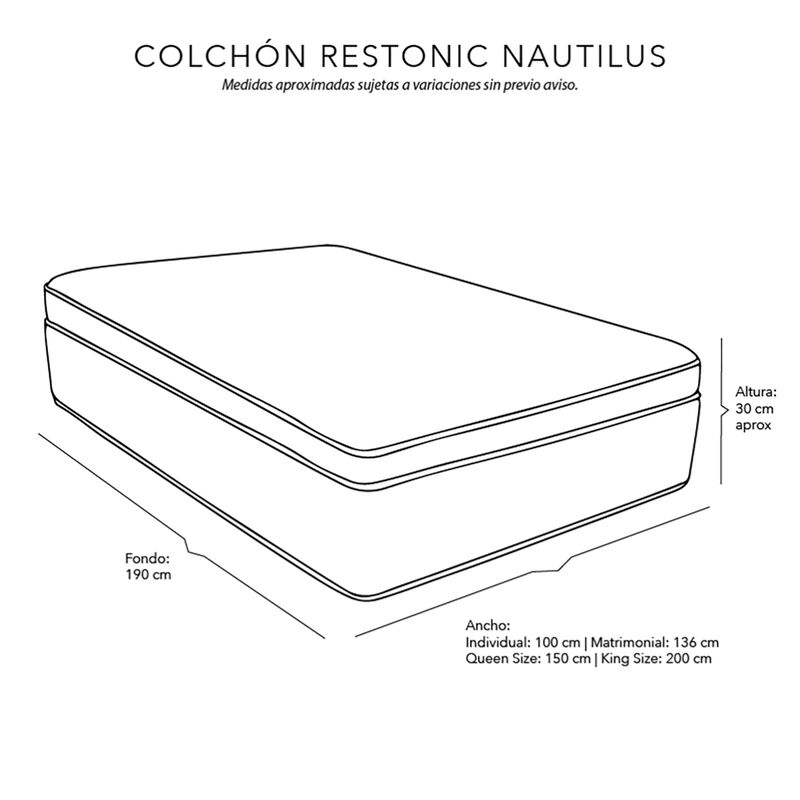 Colch&oacute;n King Size Restonic Nautilus+Almohada Di... image number null