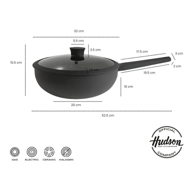 Sarten Wok Hudson 32 cm de Aluminio C/mango Y T... image number null