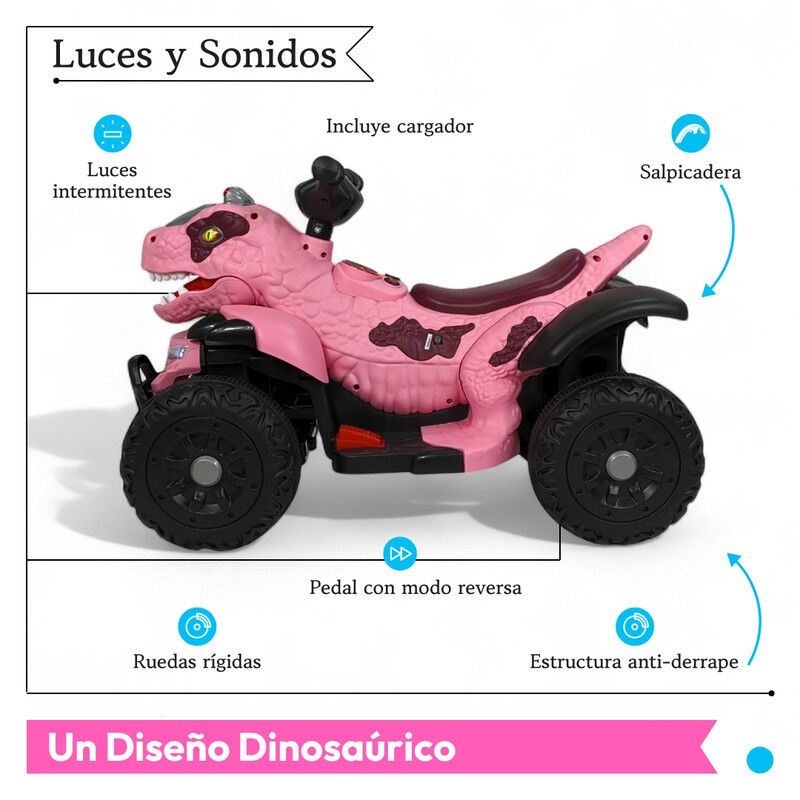 Cuatrimoto El&eacute;ctrica Infantil D/ Dinosaurio TEK... image number null