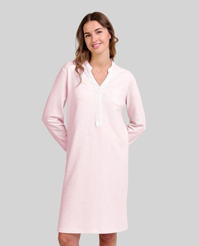 Camis&oacute;n Lencero con Encaje y Manga Larga Rosa image number null