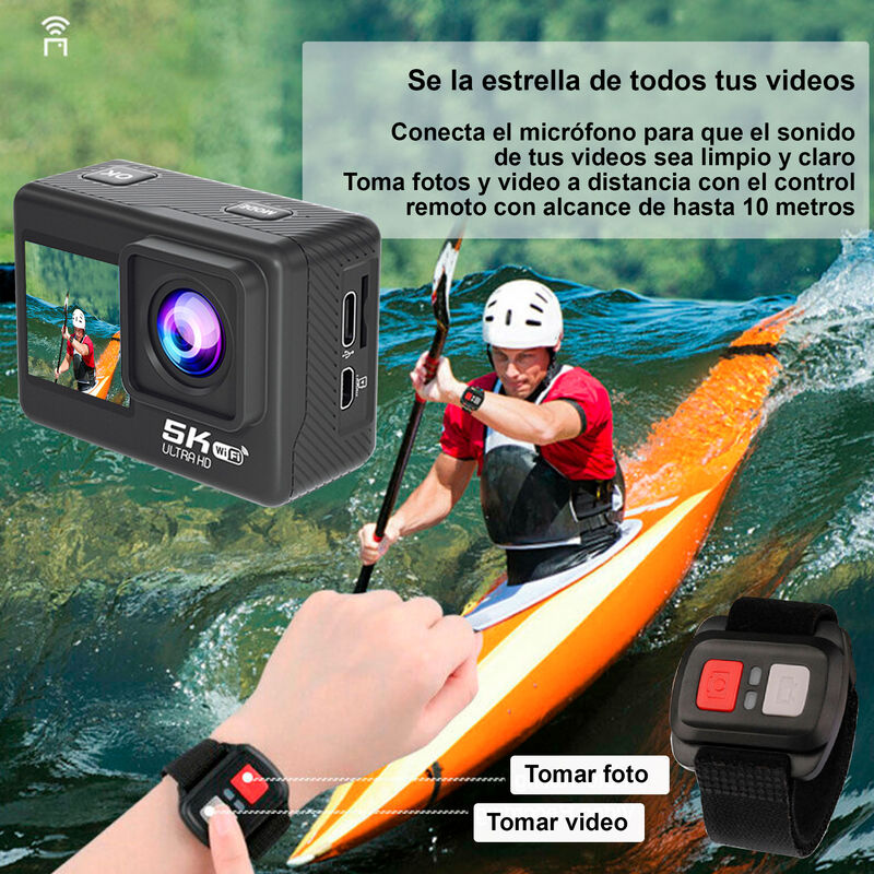C&aacute;mara Digital Deportiva V36 Doble Pantalla 5k ... image number null