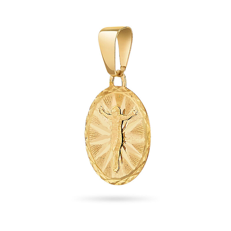 Medalla Circular Oro Amarillo 14K Cristo 12Mm image number null