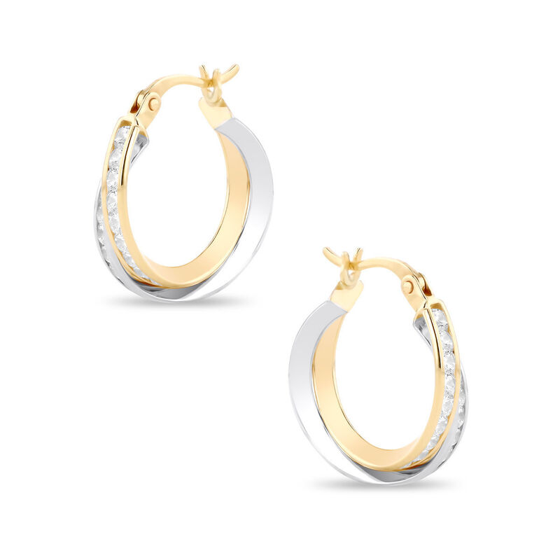 Arracadas Bicolor Oro 10k Con Zirconias 12mm | ... image number null