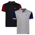 Polo De Hombre Manga Corta Algodon Contraste Modelo Bark 2pz Negro y Gris