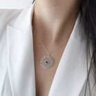 Dije Circular Flor de Loto de Plata con Rodolita y Cadena