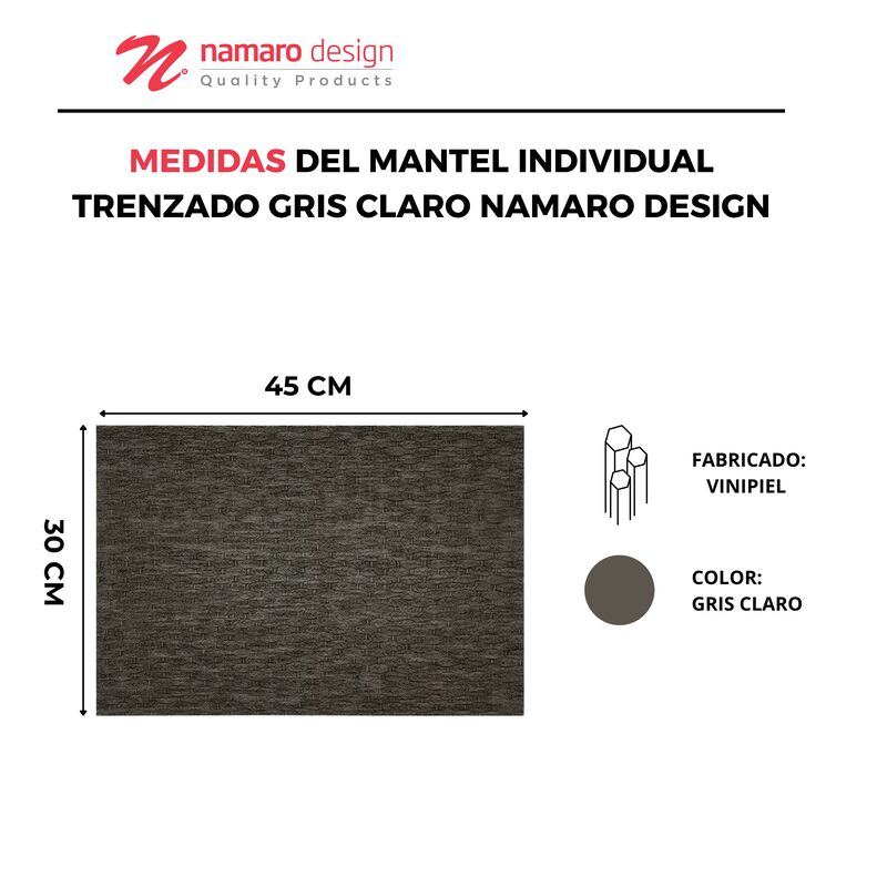 Mantel Individual 4 Piezas Trenzado Gris Claro ... image number null