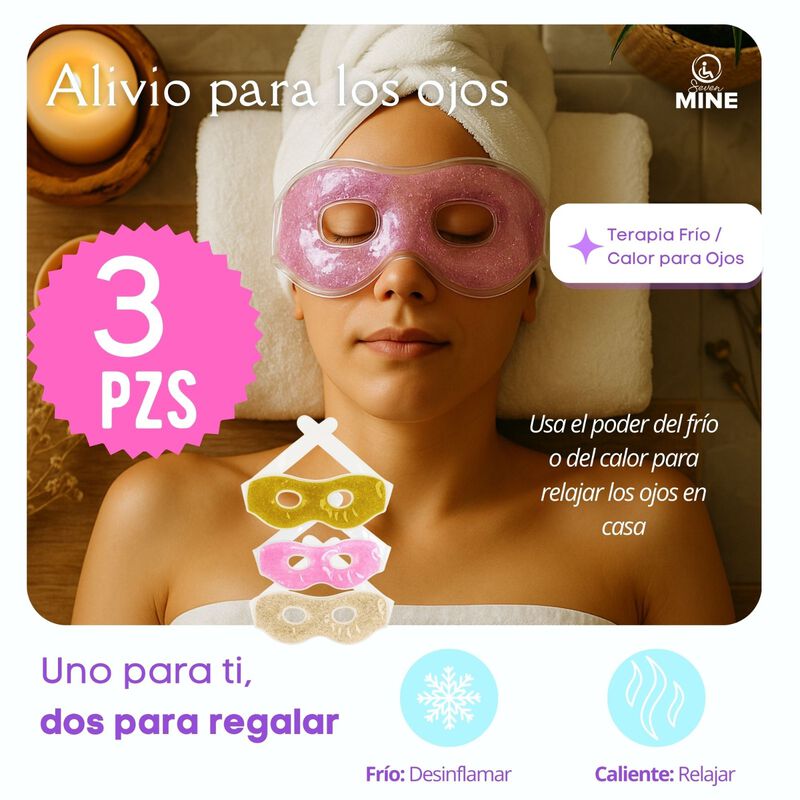 Antifaz de Gel Terapia Fr&iacute;o y Calor Dise&ntilde;o Glit... image number null