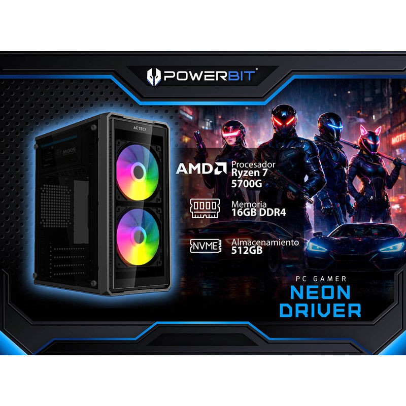 Pc Gamer Powerbit Neon Driver: Procesador Amd R... image number null