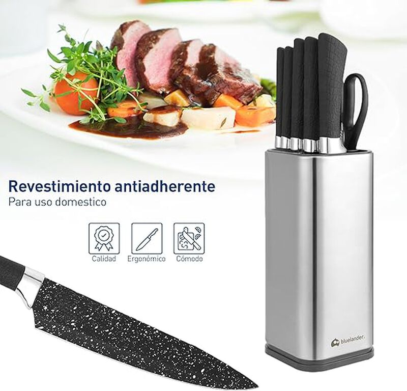 Set de Cuchillos de Acero Inoxidable con Bloque... image number null