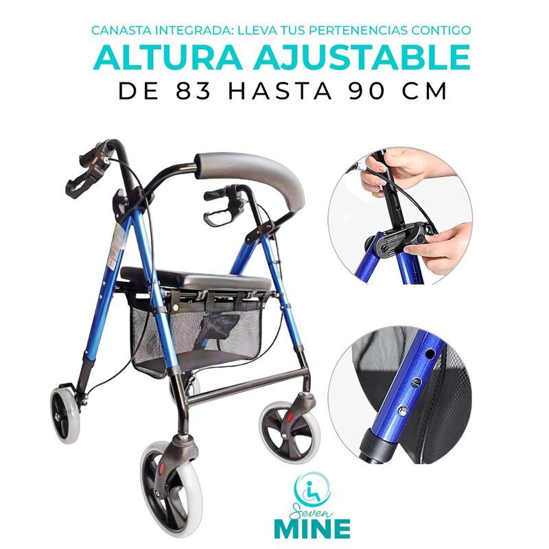 Andadera Rollator Sc-777 Azul Plegable Y Ajusta... image number null