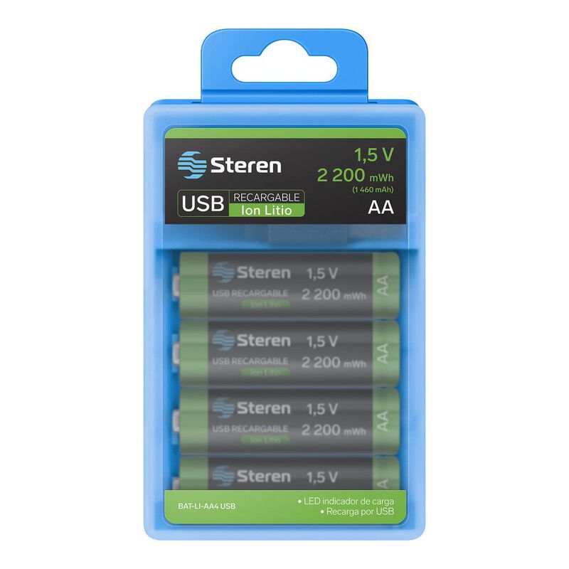 4 baterías recargables USB Li-Ion tipo AA, de 1... image number null