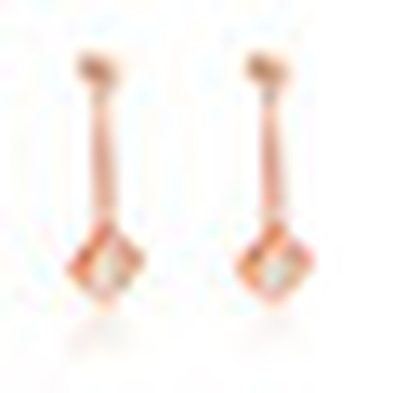 Pendientes en Ba&ntilde;o de Oro Rosa de 18K de Cubo c... image number null