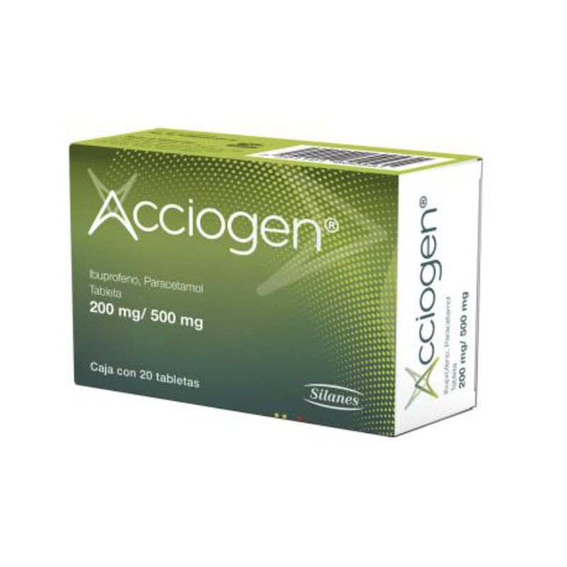 Acciogen 200mg/500mg Caja 20 Tabletas image number null