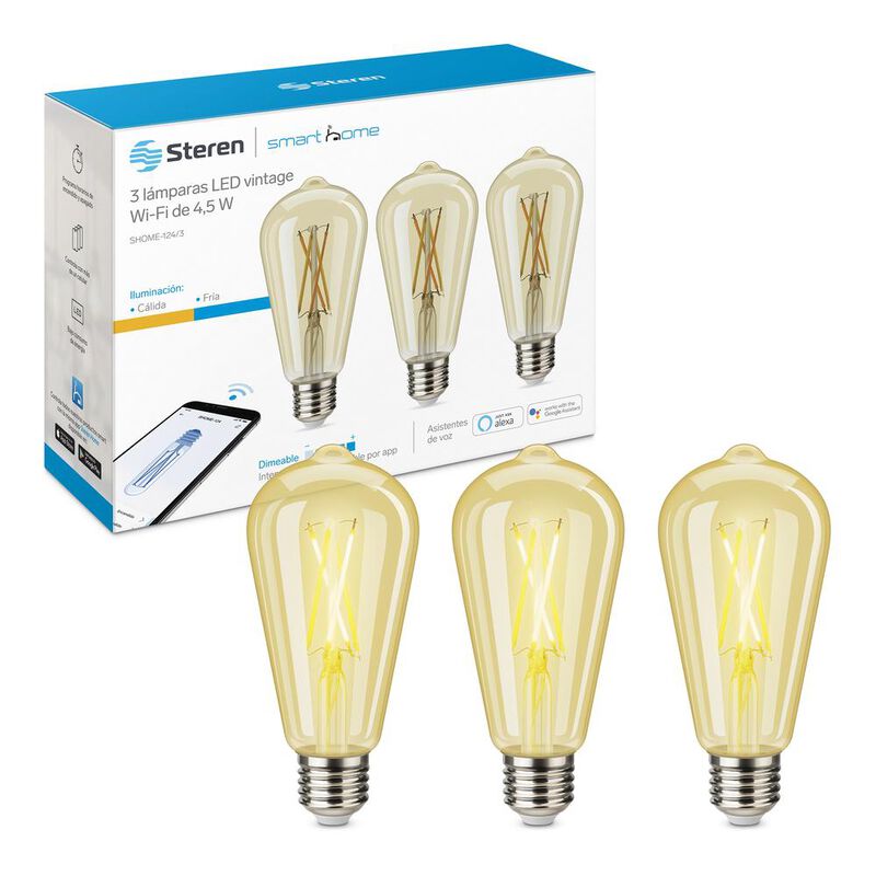 3 focos LED vintage Wi-Fi de 4,5 W image number null