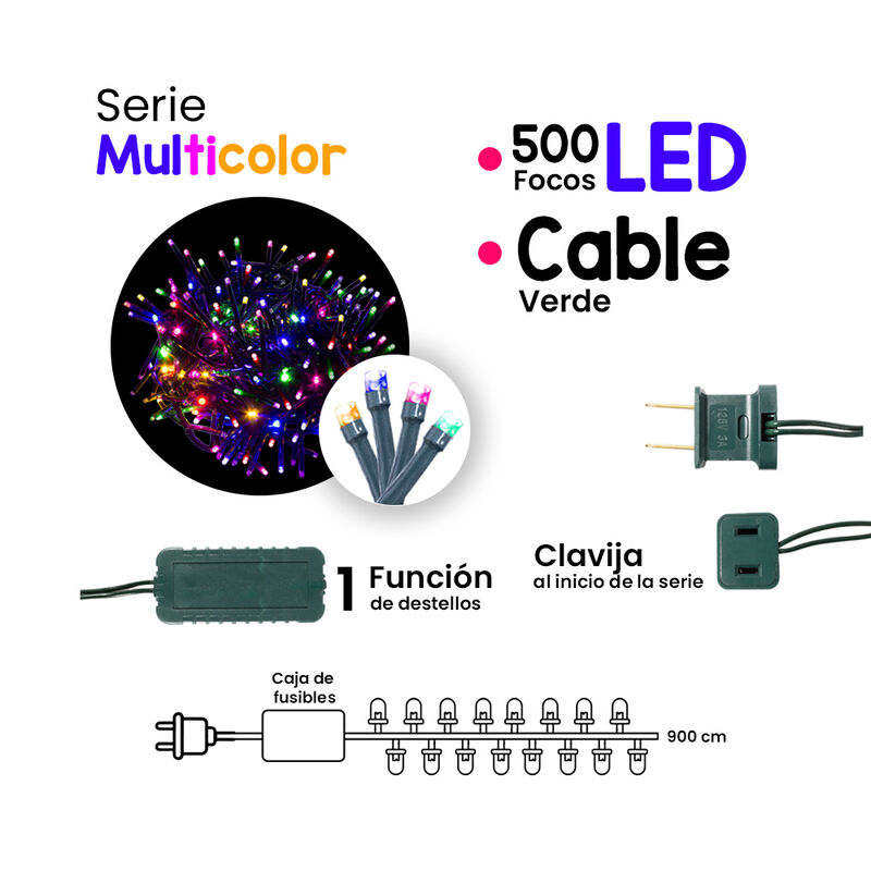 Serie Navide&ntilde;a 500 LED V3 multicolor funciones ... image number null