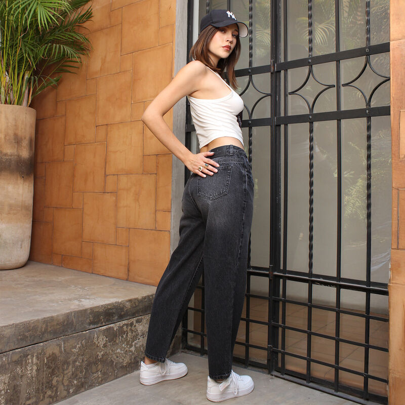 Jeans Mujer Tiro Alto Corte Mom Pierna Recta Ne... image number null